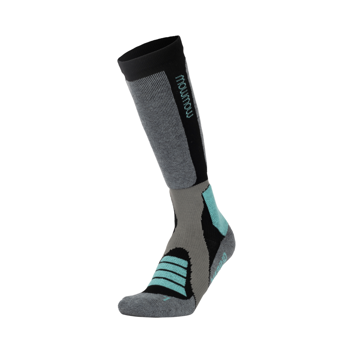 Woolf Snow Socks Merino - Größe 35-38 Dunkelgrau/Aqua/Hellgrau 