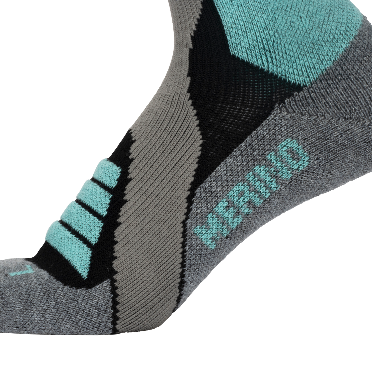 Woolf Snow Socks Merino - Größe 35-38 Dunkelgrau/Aqua/Hellgrau 